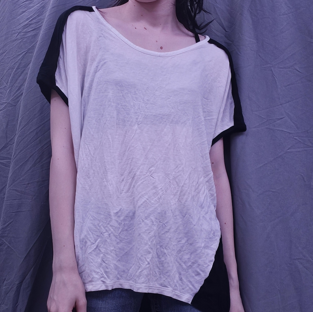 Women's medium black and white split shirt